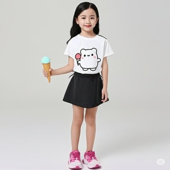 Zara Girls Skort Size 7 Pull On Black Faux Suede - Picture 1 of 7